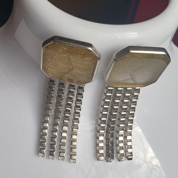 Trifari Matsumoto VTG Art Deco Multi Strand Box Chain Bracelet+ Dangle Earrings - Picture 3 of 12